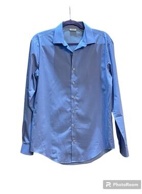Kenneth Cole Reaction Mens Size M 15 (32-33) Blue M Button-Up Wrinkle-Free